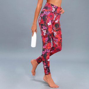 NWT Free People FP Movement Free Love Orange Floral Printed Leggings Medium